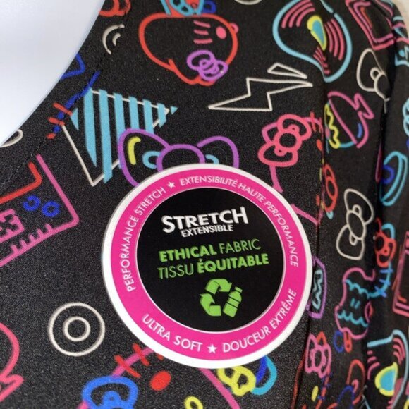 Hello Kitty Ladies Scrub Top Size Medium Black Multicolour Medical Uniform - Picture 5 of 14